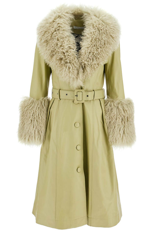 Saks Potts foxy leather and shearling long coat