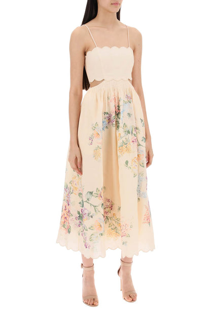 Zimmermann Halliday Linen Midi Dress   Pink