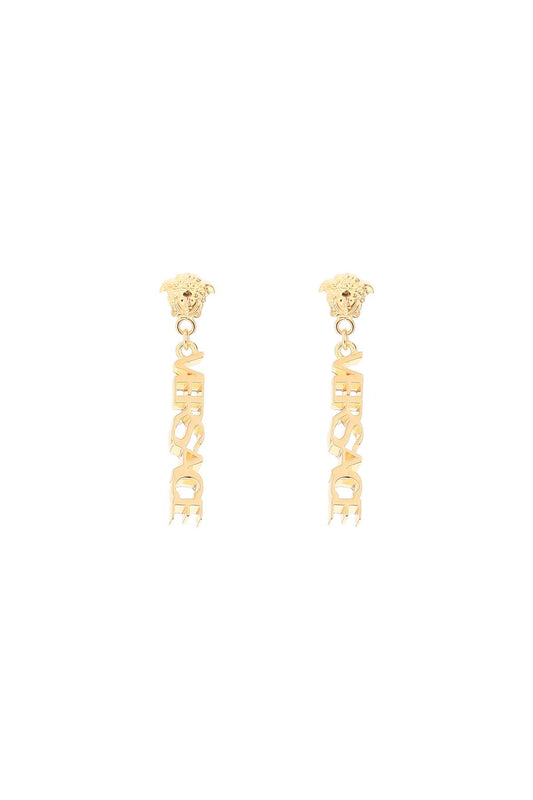 Versace logo pendant earrings