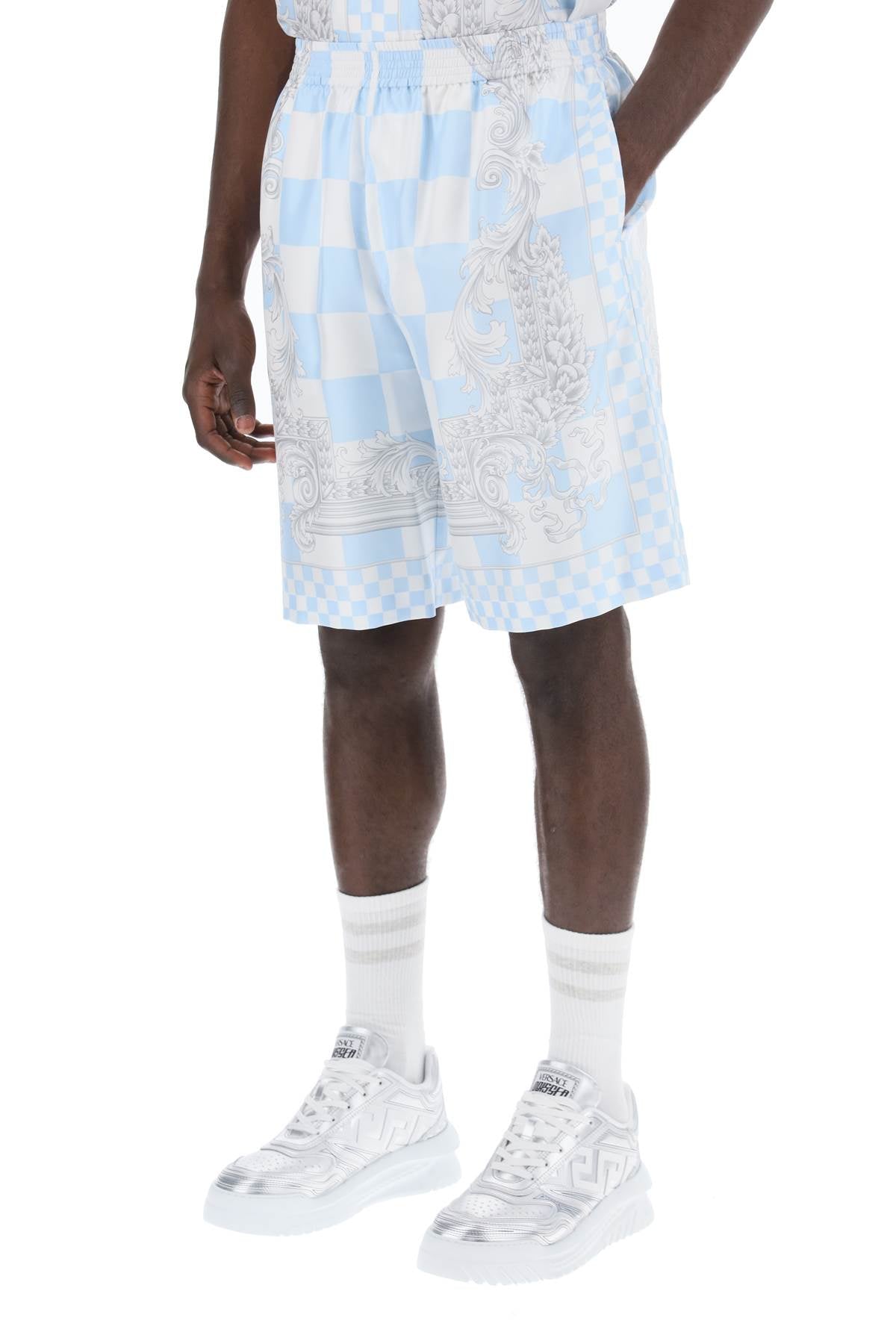 Versace printed silk bermuda shorts set