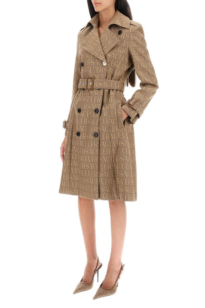 'versace allover' double-breasted trench coat