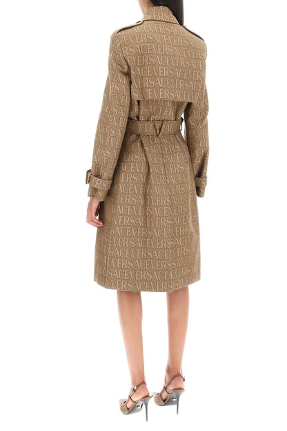 'versace allover' double-breasted trench coat