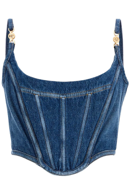 Versace denim top corset with