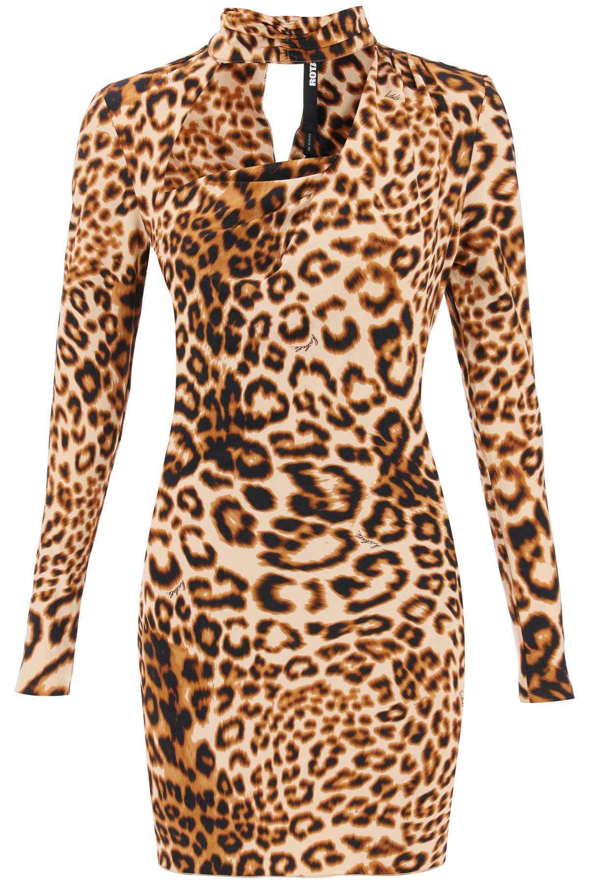 Rotate leopard printed jersey mini dress