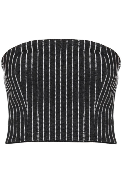 Rotate cropped top with sequined stripes