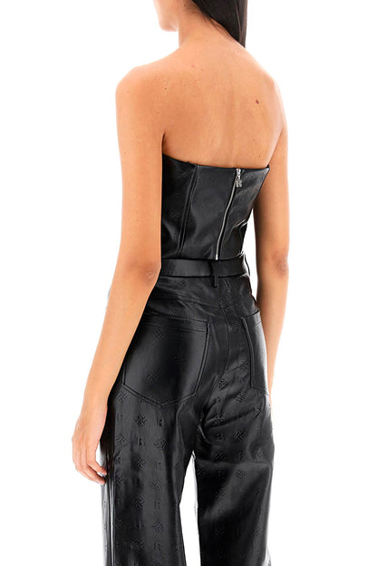 Rotate faux-leather cropped top