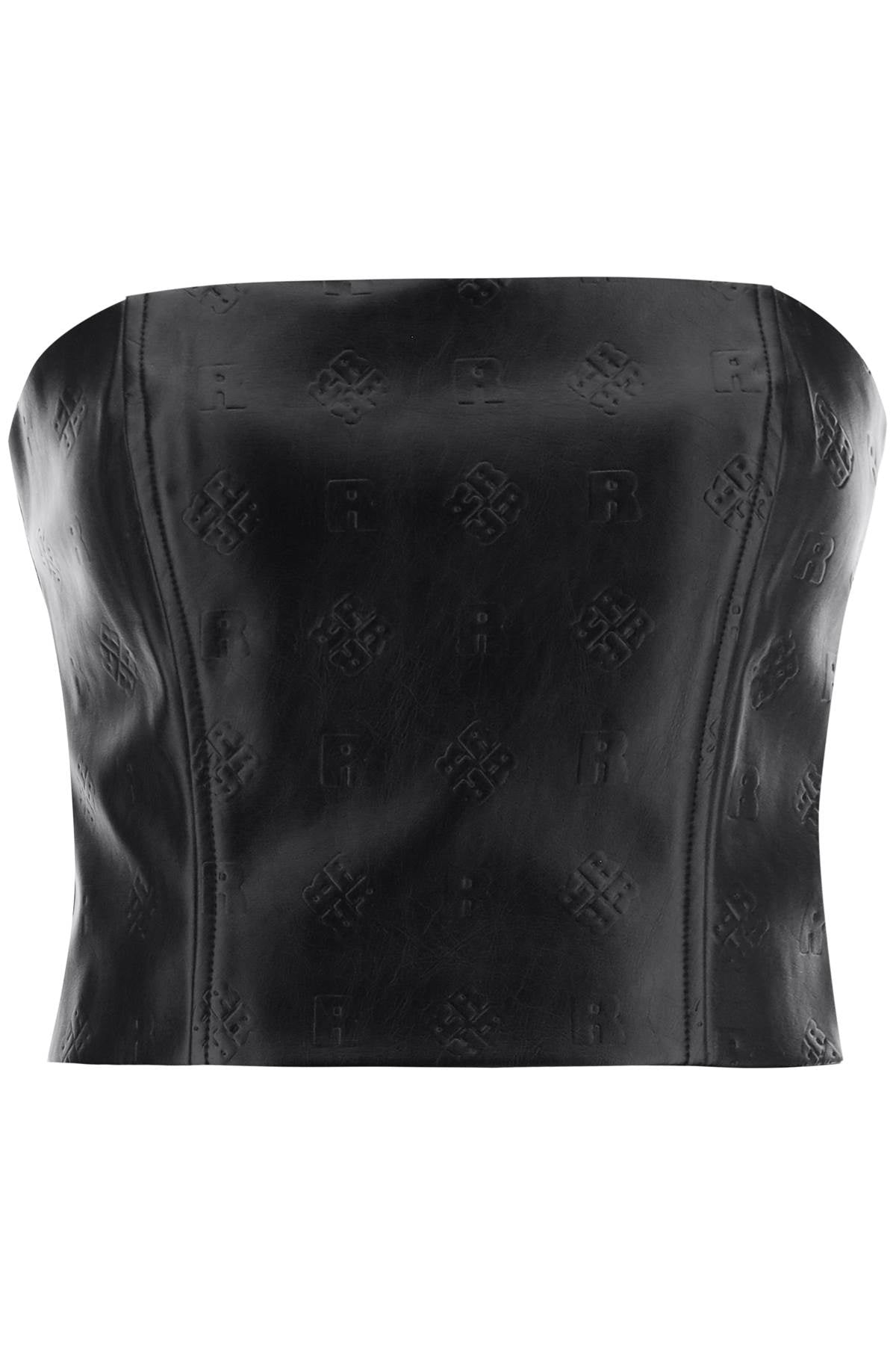 Rotate faux-leather cropped top