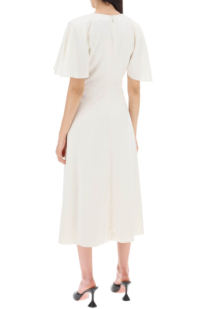 Rotate midi satin dress with butterfly sleeves