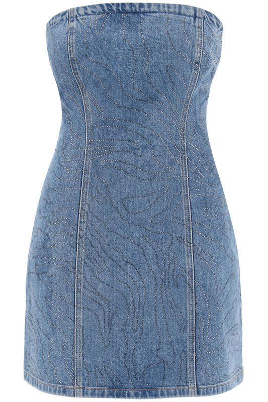 Rotate denim mini dress with rhin