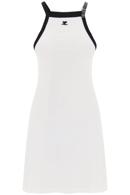 Courreges bicolor jersey mini dress in