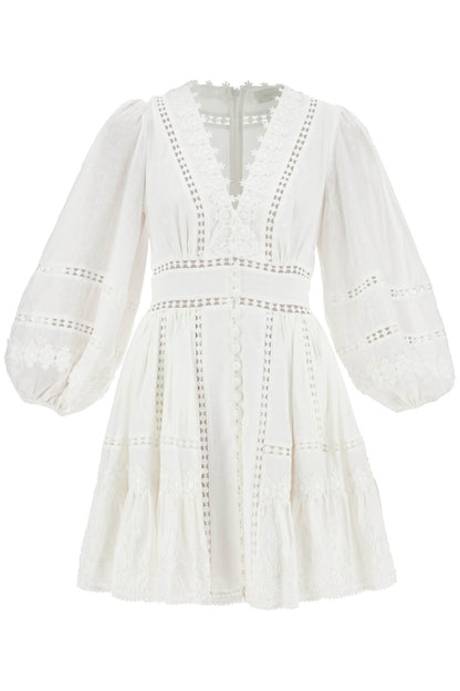 Zimmermann short dress with cutwork embroidery details