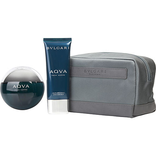 BVLGARI AQUA - EDT SPRAY 3.4 OZ & AFTERSHAVE BALM 3.4 OZ & POUCH