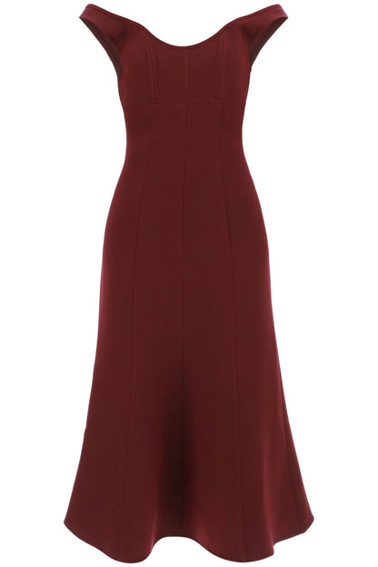 Roland Mouret wool silk off-the-shoulder midi dress