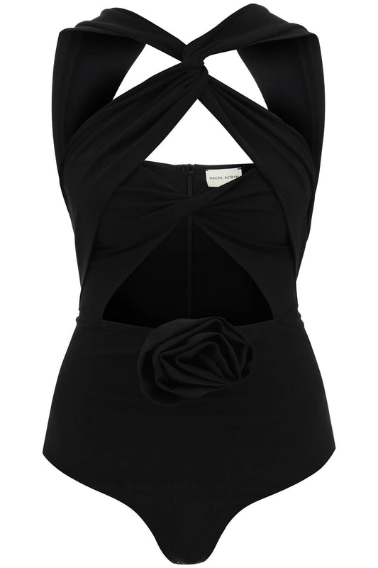 Magda Butrym cut-out bodysuit with rose applique