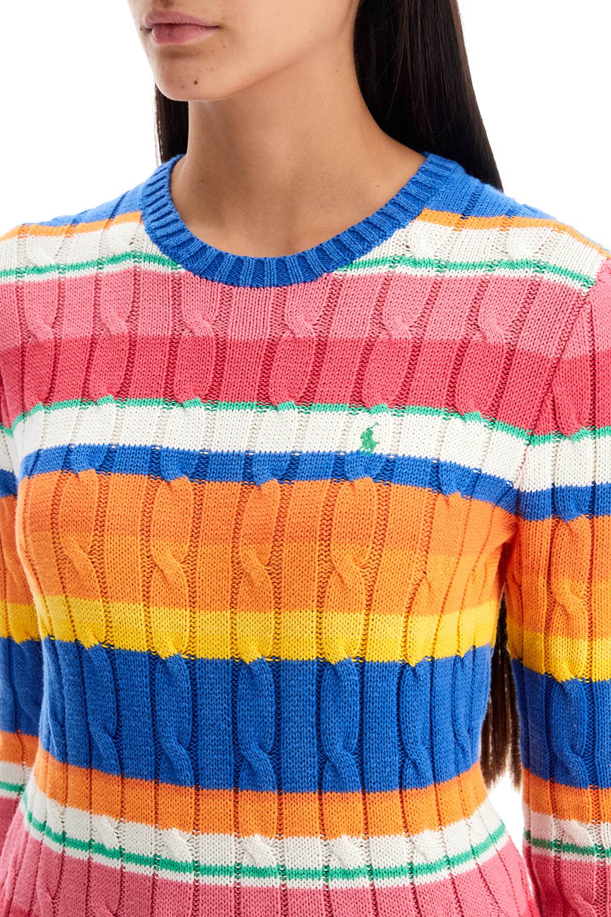 Polo Ralph Lauren cotton crewneck sweater with braided design