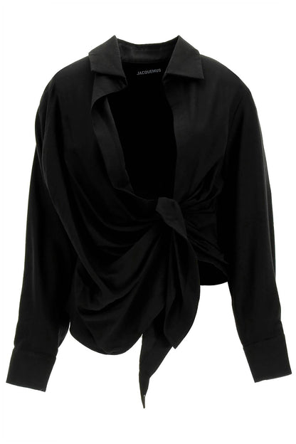 Jacquemus bahia tied-sash blouse