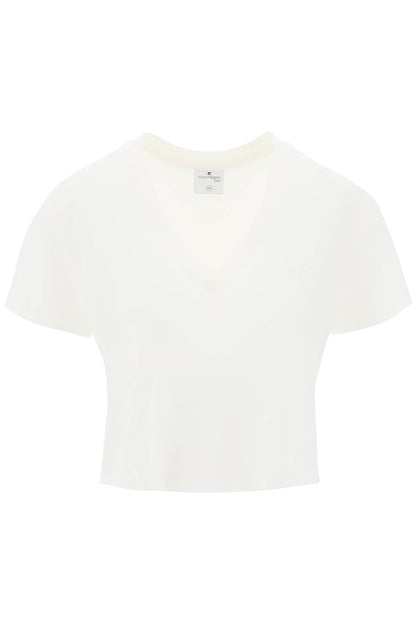 Courreges cropped logo t-shirt with