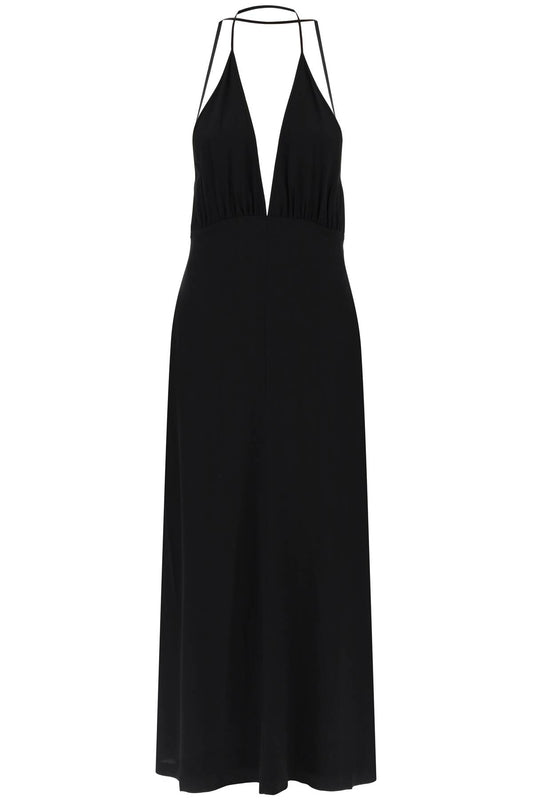 Toteme silk dress with double halter neckline