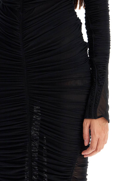 Mugler ruffled maxi dress in mesh fabric