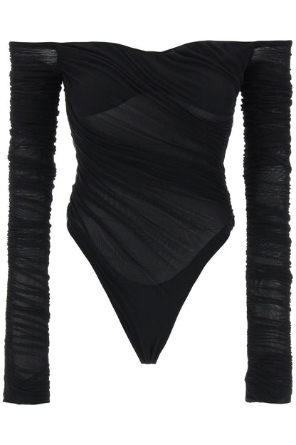 Mugler off-shoulder mesh body