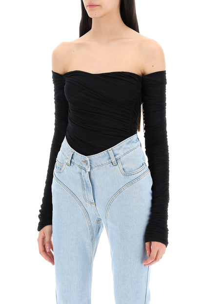 Mugler off-shoulder mesh body