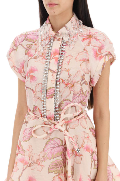 Zimmermann Matchmaker Flip Floral Dress With Appliqués   Pink