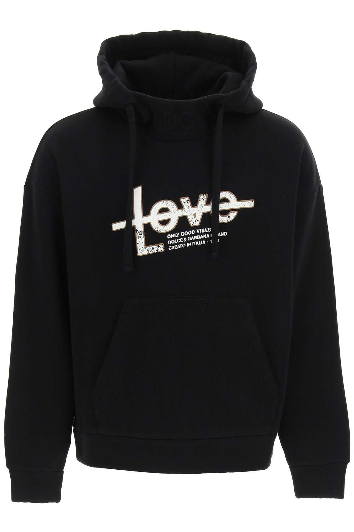 Dolce & Gabbana 'Only Good Vibes' Print Hoodie   Black