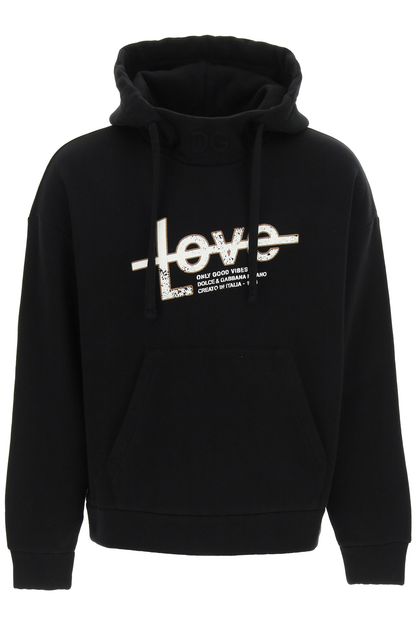 Dolce & Gabbana 'Only Good Vibes' Print Hoodie   Black