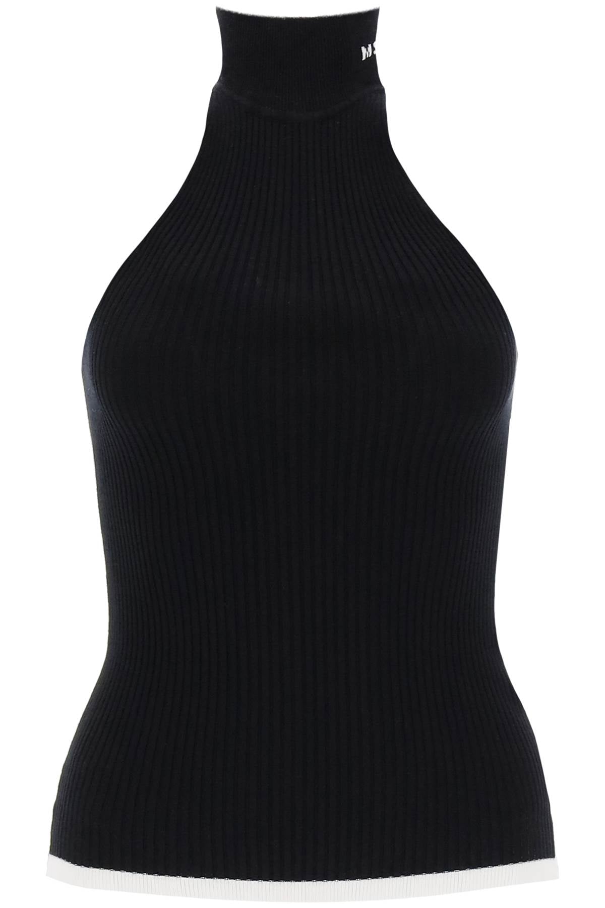 MSGM ribbed tank top with halterneck