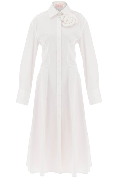 Valentino Garavani compact poplin midi dress with rose