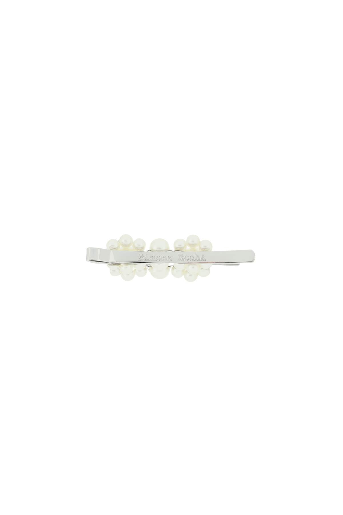 Simone Rocha Mini Flower Hair Clip With Pearls   White