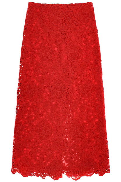 Valentino Garavani floral guipure lace pencil skirt