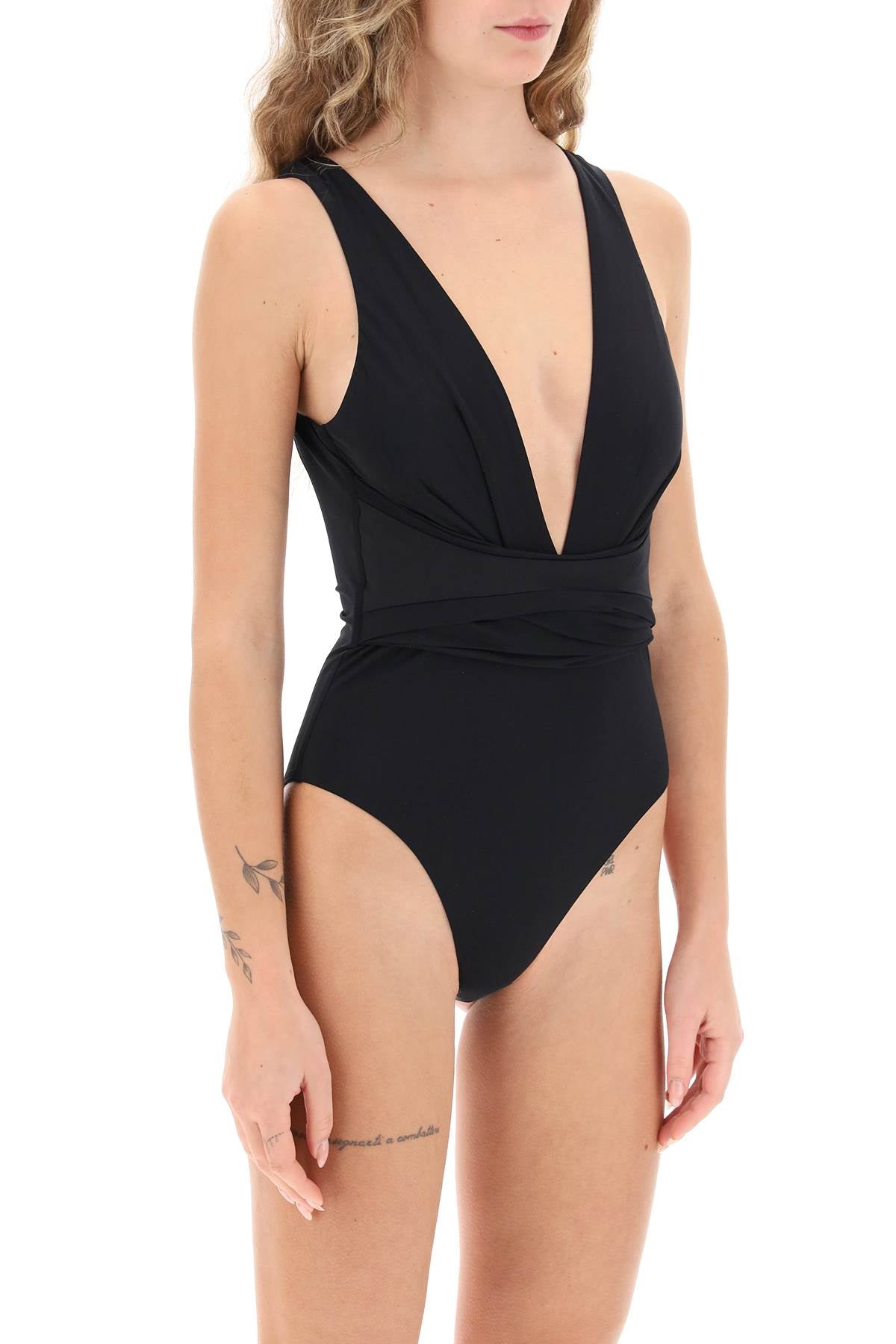 Zimmermann Raie Wrap One Piece Swimsuit   Black