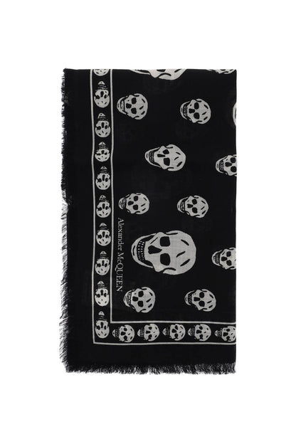 Alexander Mcqueen light wool skull scarf