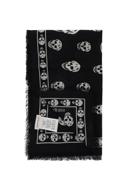 Alexander Mcqueen light wool skull scarf