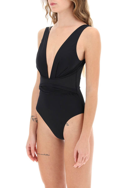 Zimmermann Raie Wrap One Piece Swimsuit   Black