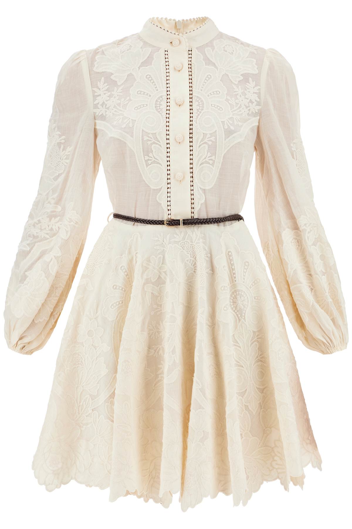 Zimmermann             Short Embroidered Ottie Dress   Neutral