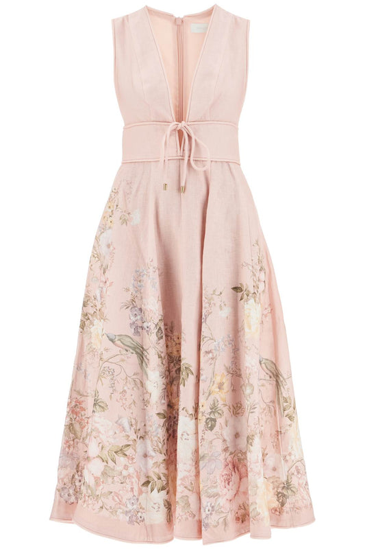 Zimmermann             Waverly Plunge Midi Dress   Pink