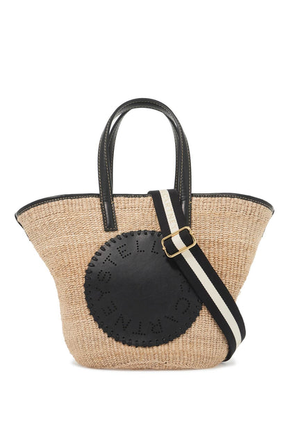 Stella McCartney raffia shoulder bag with logo.