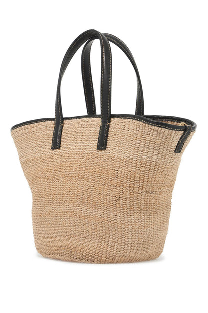 Stella McCartney raffia shoulder bag with logo.