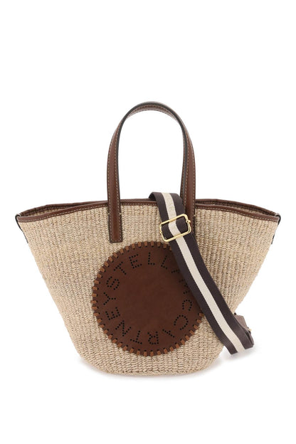 Stella McCartney raffia shoulder bag with logo.