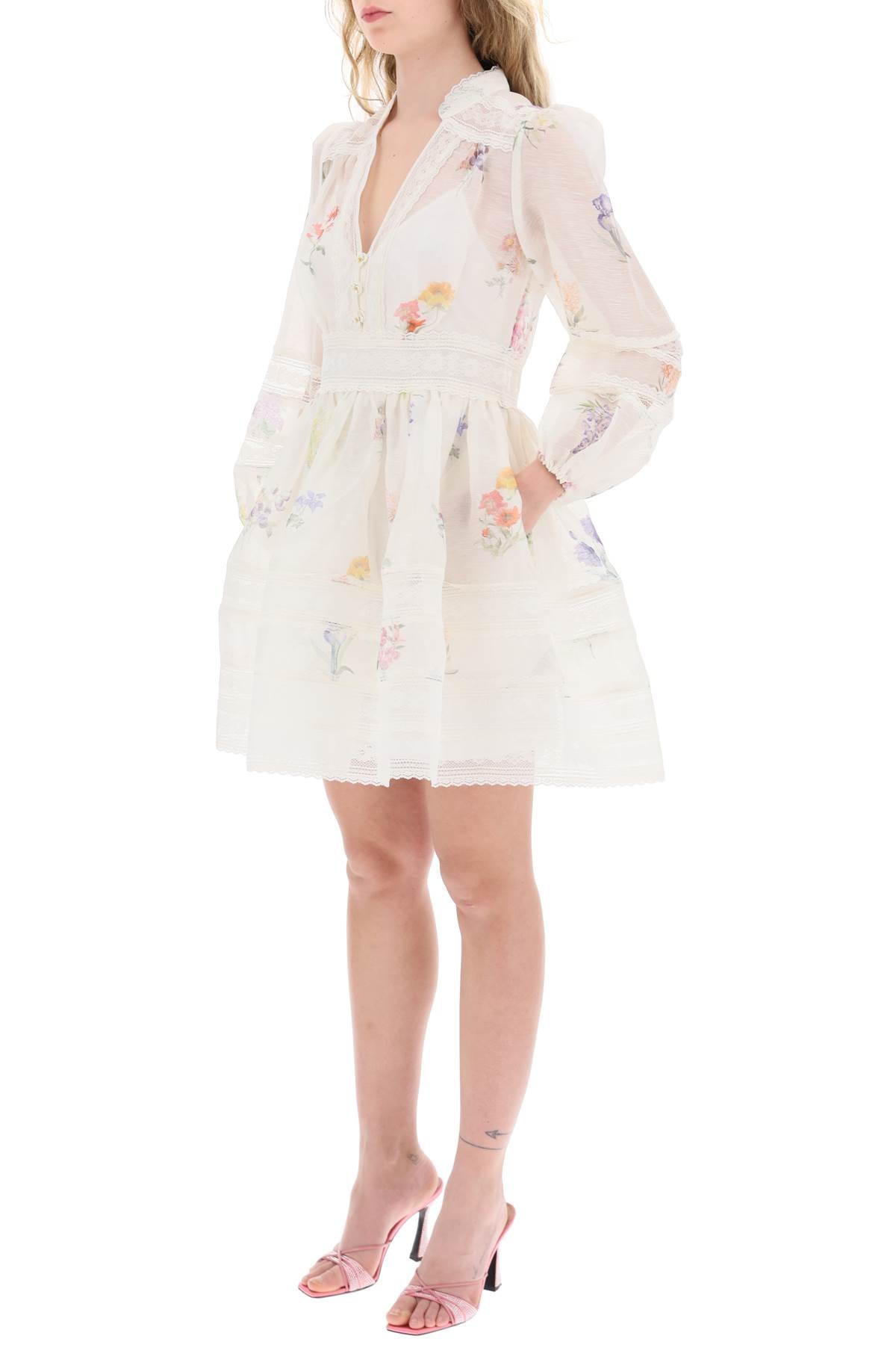 Zimmermann Replace With Double Quotemini Nature Floral Organza Dressreplace With Double Quote   White