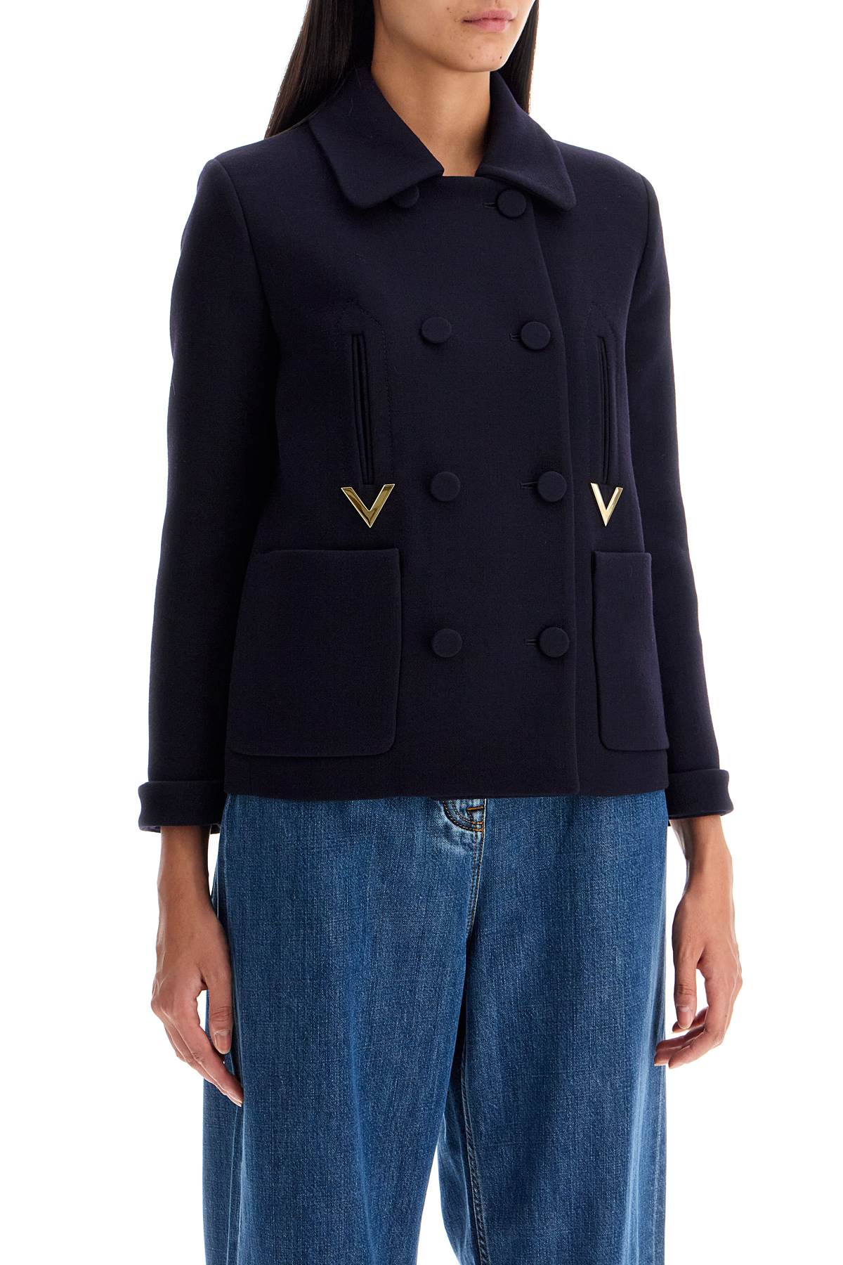 Valentino Garavani "double Crepe Textured Cab   Blue