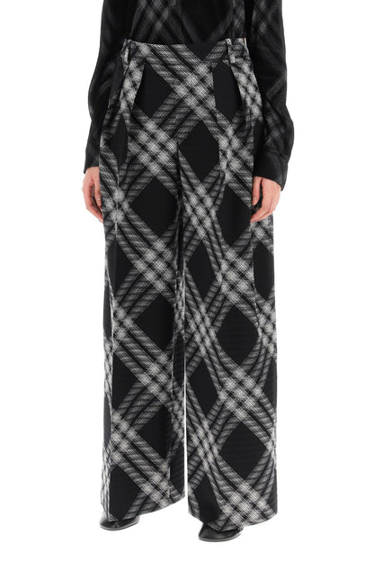 Burberry double pleated checkered palazzo pants