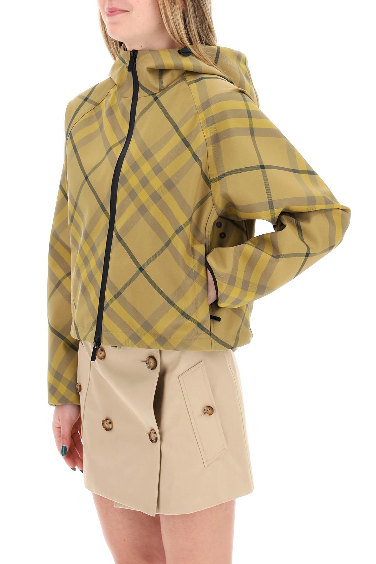 "cropped burberry check jacket"