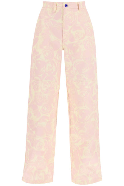 Burberry "rose print canvas workwear pants"