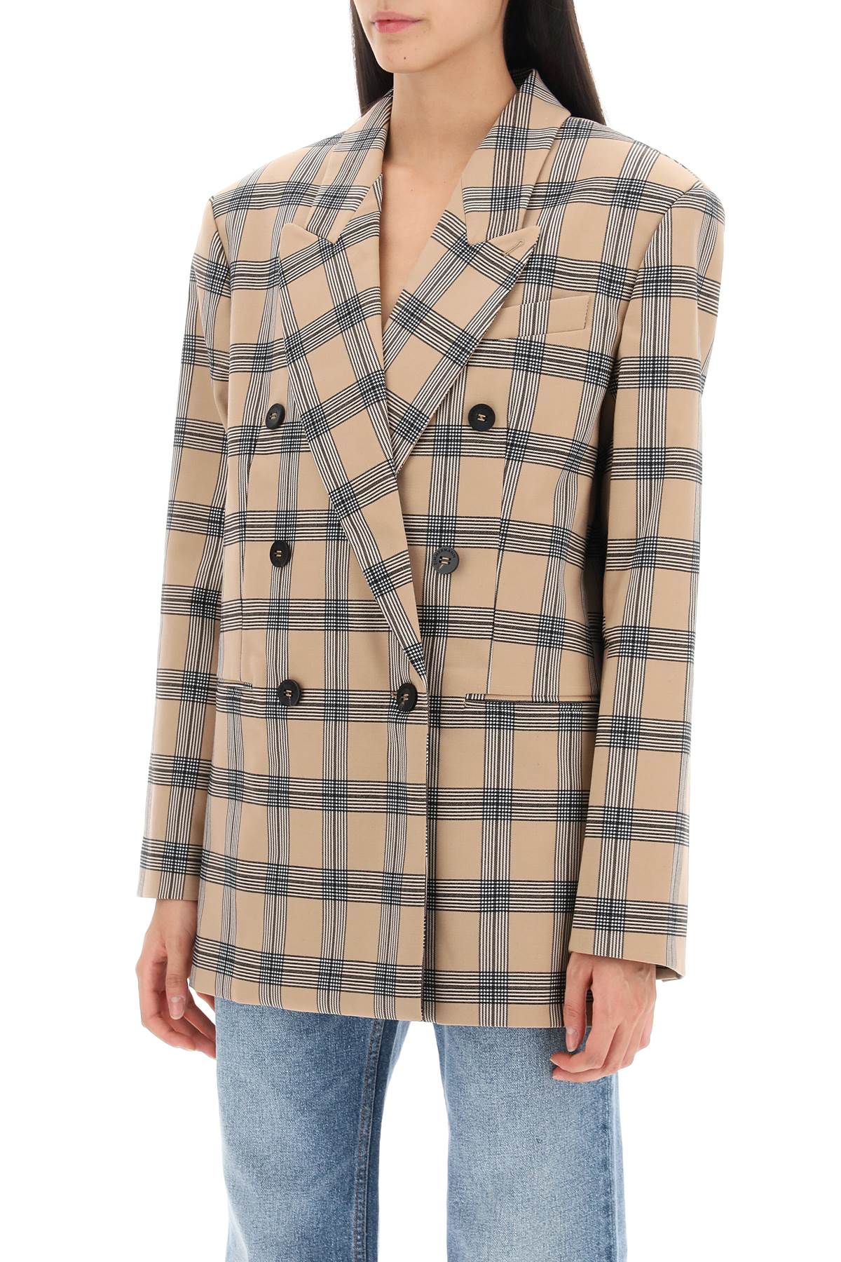 Zimmermann Oversized Luminosity Jacket With Check Motif   Beige