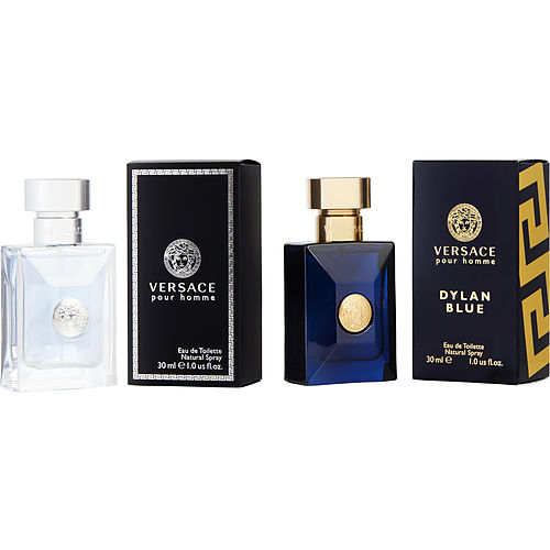 VERSACE VARIETY - 2 PIECE MENS VARIETY WITH VERSACE POUR HOMME & VERSACE DYLAN BLUE AND BOTH ARE EDT SPRAY 1 OZ