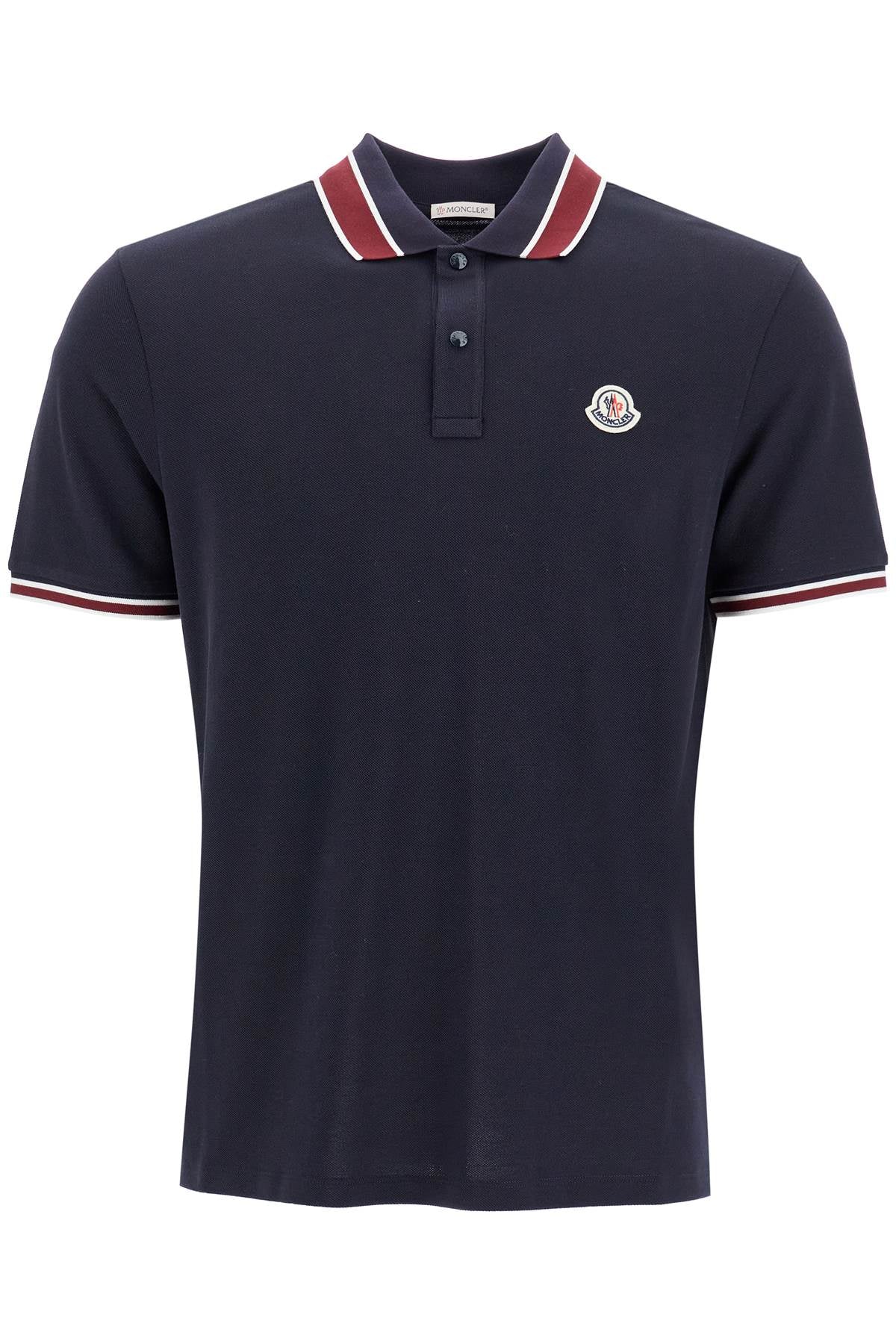 Moncler striped polo shirt with detailed accents