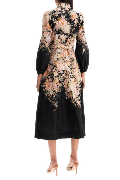 Zimmermann 'floral print linen midi dress with